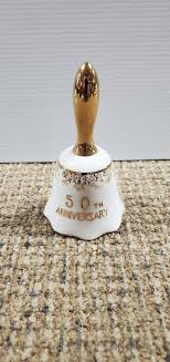 Vintage 50th Anniversary Wedding Bell White Porcelain w ...