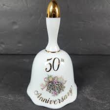 Set of 3 - 50th Anniversary Bells & Candle Stick Holder Gold ...