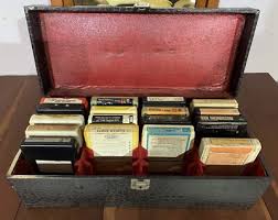 Vintage 8 Track Tape Storage Case, Black Faux Alligator ...