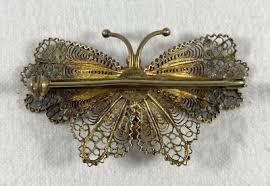 Vintage 800 Silver Filigree Butterfly Brooch | eBay