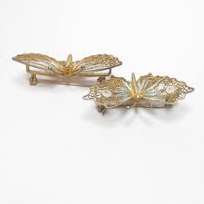 Two 800 Silver Wire Design Butterfly Brooch Pins With Yellow ...