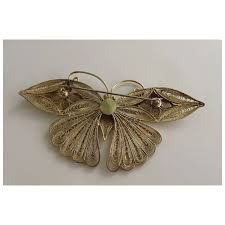 Vintage Large Silver Gilt Vermeil Filigree Butterfly Pin ...