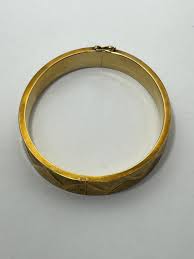 Vintage 14K Yellow Gold Hollow Etched Cuff Bracelet - Etsy