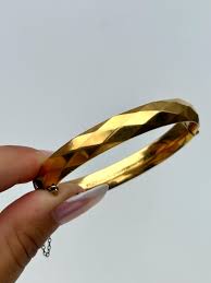 Vintage Rolled Gold Bangle/bracelet With Safety Chain - Etsy
