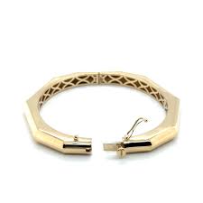 14K Gold Octagonal Bangle Bracelet – Sculptural, Bold and ...