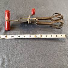 Vintage Hand Crank Egg Beater With Red Wooden Handles | eBay