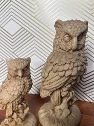 Pair of Vintage Owl Statues - Etsy