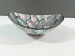 Abalone Shell Mosaic Asymmetrical Oval Shaped Bowl Dish ...