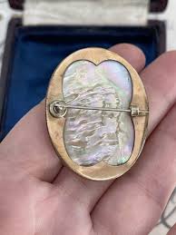 Antique 19th Cameo brooch Carved MOP Abalone Shell Woman Face 9K gold Plat. Rare | eBay