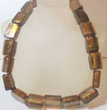 Beautiful Golden Amber Rectangular Art Glass Vintage Beads ...