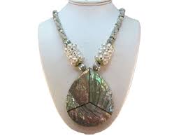 Abalone & Faux Pearl Teardrop Necklace with Heishi Shell Beads | eBay