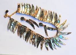 Vintage Abalone Necklace and Earrings Set. 1960. - Etsy