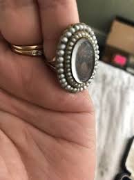 GEORGIAN 14k GOLD Mourning Ring - DOUBLE Row Of TRUE GREY PEARLS & HAIR c1820 | eBay