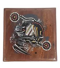 Hand Painted Aboriginal Kangaroo Art Wooden Drink Coasters in Box (Set of 6) | eBay