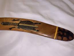 Australian Wood Boomerang W.W. Souvenirs Fish Turtle Hand ...