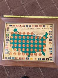 1992 Abraham Lincoln 50 State Map Penny Collection Framed ...