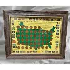 Art | Vintage 1992 Abraham Lincoln 5 State Map Penny ...