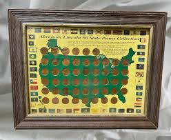 Vintage 1992 Abraham Lincoln 50 State Map Penny Collection ...