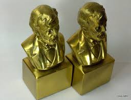 Vintage Abraham Lincoln Brass Bookends American Philadelphia ...