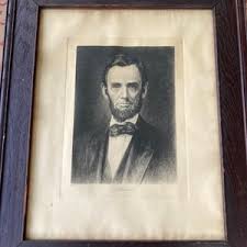 Antique Art Engraving President Abraham Lincoln 26" X 21" Portrait Framed Print - Etsy India