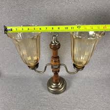 Gorgeous Wooden Metal Candelabra Candle Holder Antique Vintage 2 Tier Arms Glass | eBay