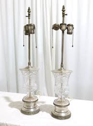 Sold at Auction: Cut Glass & Silver Plate Boudoir Lamps - Pair