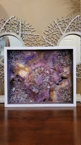 1 Stunning Amethyst and Clear Quartz Healing Crystals Painting, Finished With Resin and Fire Glass & Glitter in a Shadow Box Type of Frame - Etsy Canada