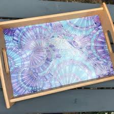 Lilac Aqua Clam Shell Serving Tray - SALE 25% OFF - Rectangular Serving Tray - Contemporary Cool Design - Hard Wearing Melamine Style - Etsy UK