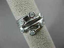 ESTATE WIDE .60CT DIAMOND 14KT WHITE GOLD 3D MULTI ROW 7 ...