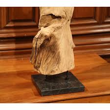 Antique Driftwood Sculpture on Green Marble Base. For Sale ...