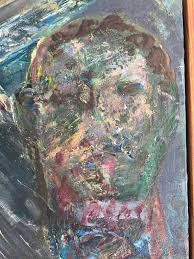 Vintage Warren Fischer Figurative Abstract Painting On Linen ...