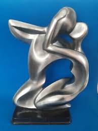 Vintage Carved Alabaster kissing art gray statue | eBay