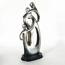 Family of 3 Sculpture Statue - Abstract Resin Figurine