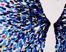 Diptych Butterfly Modern Art ORIGINAL Oil Painting - Abstract Turquoise Butterfly on White Wall Art Gallery Palette Knife Fine Art Huge Size - Etsy