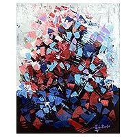 Original West African Acrylic Painting - Floral of Victory | NOVICA