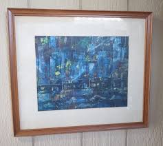 Vintage Mid Century Listed Artist Signed Ina May Moore Abstract Watercolor Painting Under Glass Entitled "night Shadows" - Etsy