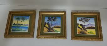 Vintage Ucago Ceramic Japan Painted Autumn Lake Scene Tile Framed | eBay