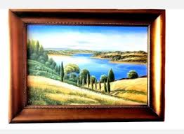 Tuscany Italy Lake Acrylic painting Canvas on wooden frame without frame. | eBay