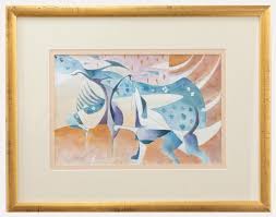 Unknown - George Cannon (b.1930) - 20th Century Watercolour, Hound Dog and Frightened Bird For Sale at 1stDibs