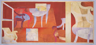 Lot - RISE NAGIN, AMERICAN 1950-, UNTITLED: CHAIRS #IV, 1998, Silk, rayon, cotton, polyester, synthetic felt, acrylic paint wall hanging, Panel 1: 38 1/4 x 83 1/2 in. (97.16 x 212.09 cm.), Panel 2: 38 1/4 x 41 in. (97.16 x 104