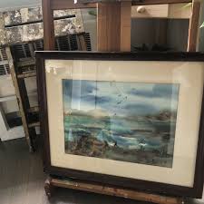 Ocean View Watercolor Painting, Original, Unknown Artist ...
