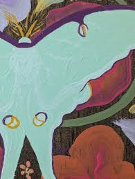 Hand Painted Square Luna Moth Plaque - Etsy