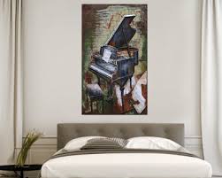 Colorful Grand Piano Hand Painted All Metal Canvas Art, 24 ...