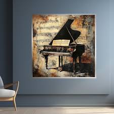 Vintage Piano Canvas, Classical Music Wall Art, Grand Piano ...