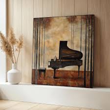 Grand Piano Canvas Painting, Elegant Music Wall Art, Living ...
