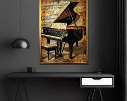 Vintage Piano Canvas Painting – Music Room Wall Art, Ready ...