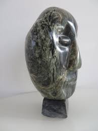 Large Inuit (?) Green Soapstone, Signed B. Kogan Carved Head Statue - Etsy