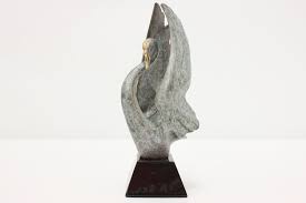 Bronze Vintage Statue Swan Sculpture on Base, Danel