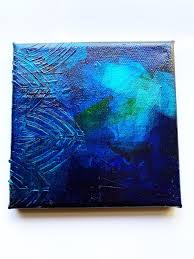 Blue Abstract Painting: Mixed Media Collage on Canvas (6x6) - Etsy