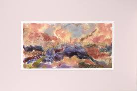 Abstract Purple and Peach Colored Textured Monoprint by David Stephens | Chairish